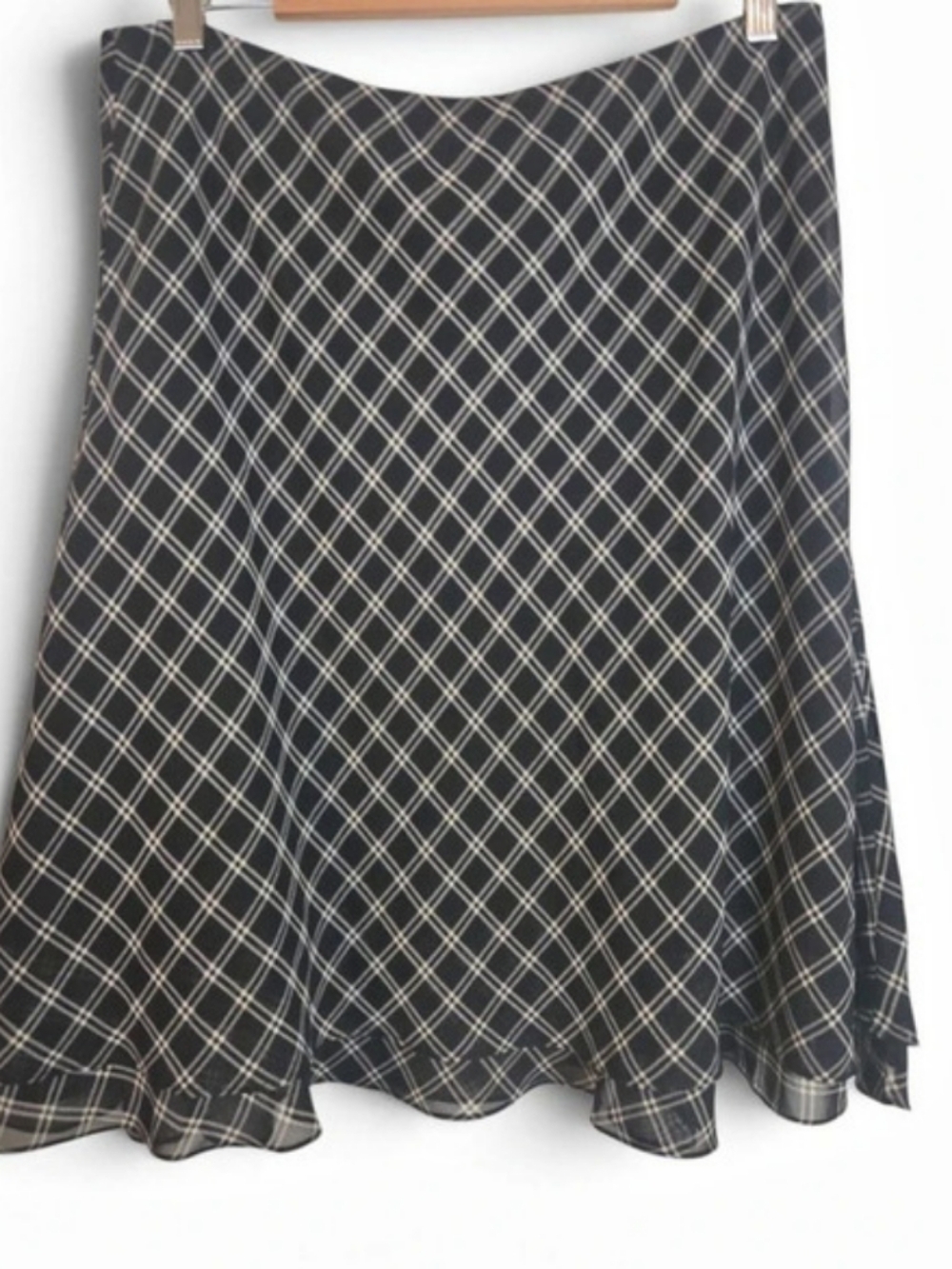 Lauren Ralph Lauren Plaid A-Line Skirt in Black & White